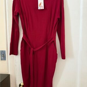 Elegant Red Long Sleeve Dress